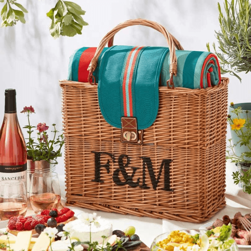 Hamper Tote with Waterproof Picnic Blanket