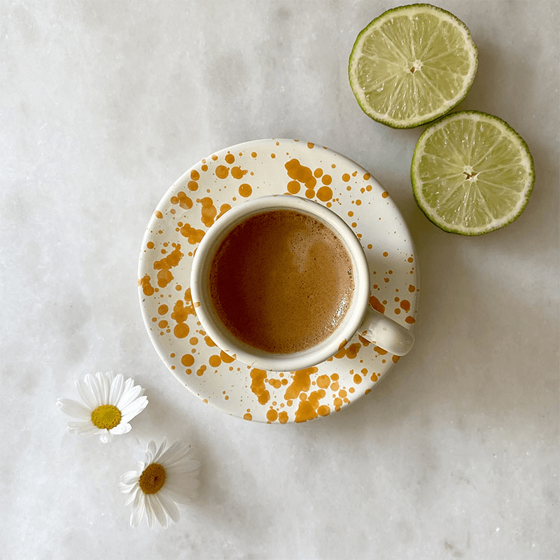 Splatter Espresso Cup & Saucer, D6.5cm, Burnt Orange