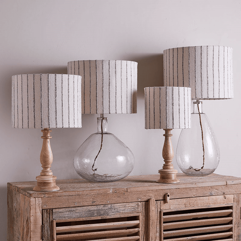 Sanja Cotton Stripe Lampshade, D35cm, Off White & Grey