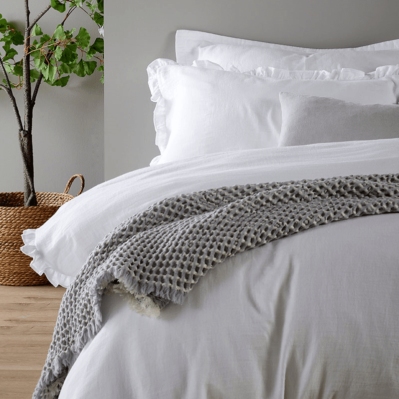 Organic Retreat Ruffle Duvet Set, King, White