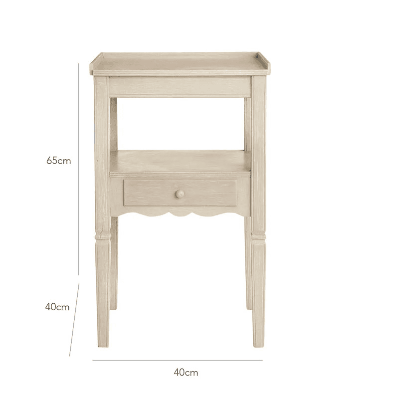 Bedside Table, Radnor, Linen Grey, 40cm