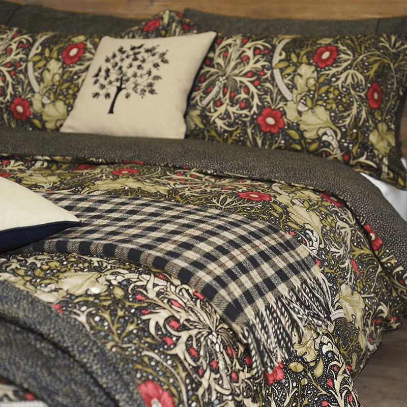 Morris Seaweed Duvet Cover Set, Super King, Black