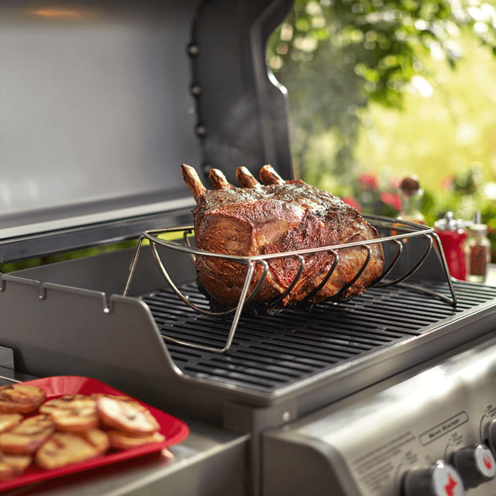 Rib rack and roast holder, Silver