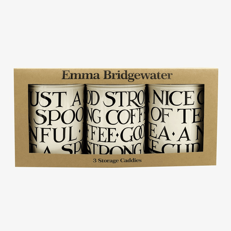 Black Toast Set 3 Round Caddies, 11cm x 15cm, Cream / Black