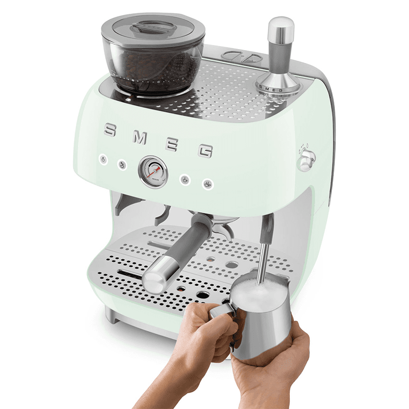 Espresso Coffee Machine with Grinder, Pastel Green