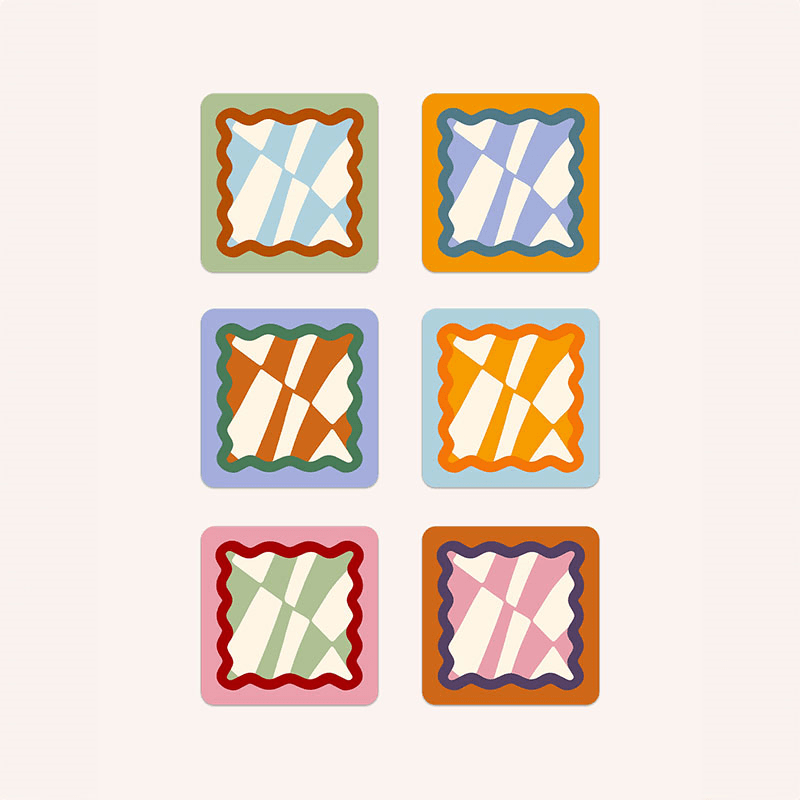 Chessboard Set of 6 Coasters, 10 x 10cm, Multi