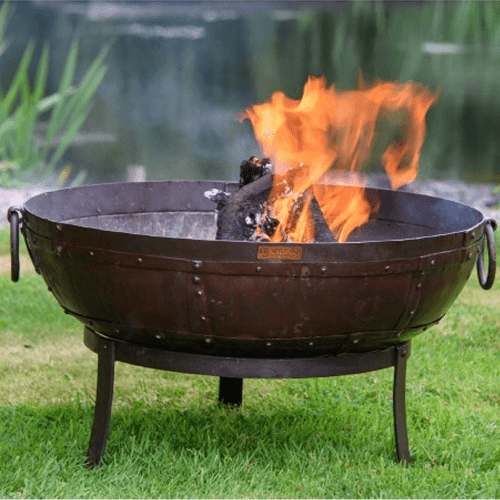 Image showing the The Recycled Kadai Fire Pit & Stand Set, Black product.