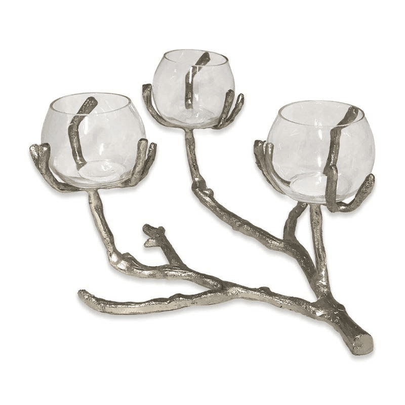 Branch Tea Light Holder, H18.5cm, Silver