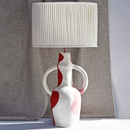 Image showing the Rumba Charleston Table Lamp, H54cm, Red & White product.