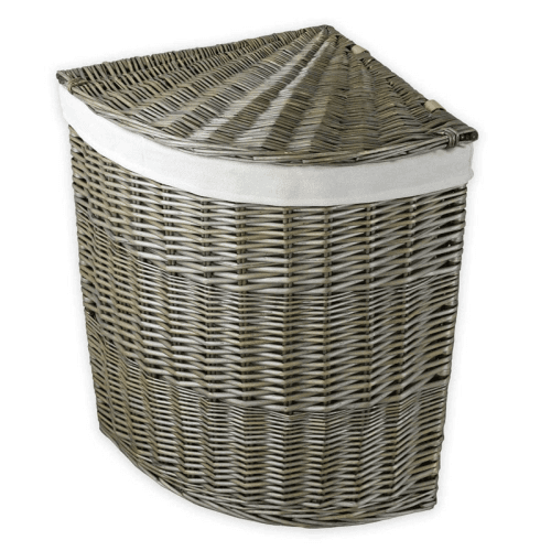 Image showing the Willow Corner Laundry Basket, Ant. Wash, h.60cm product.