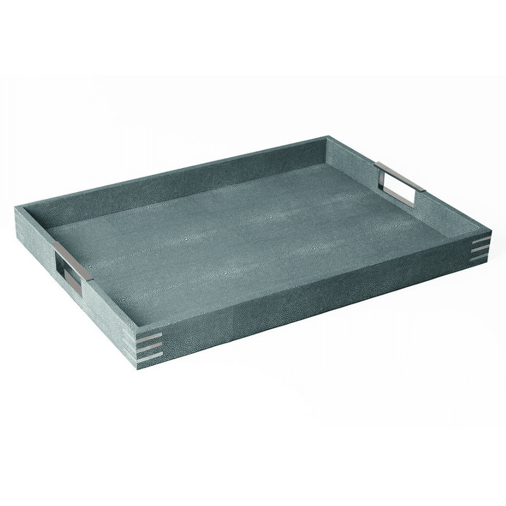 Drinks Tray, Brigitte, Faux Shagreen, Teal