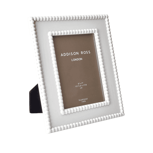 Image showing the Lacquer Bobbin Photo Frame, 5 x 7", White product.