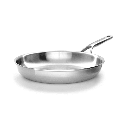 Image showing the MultiPly Stainless Steel Open Frying Pan, 28cm, Silver product.