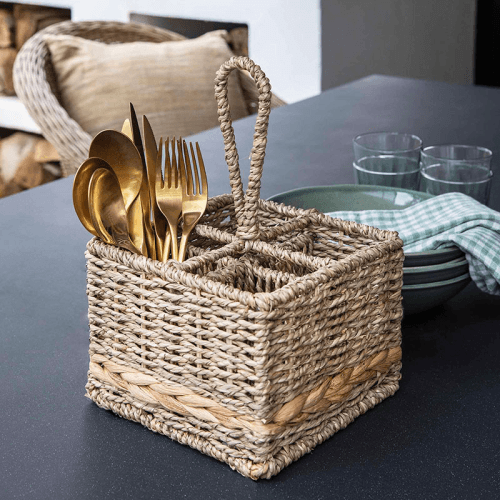 Image showing the Bayford Woven Cutlery Caddy, Natural product.