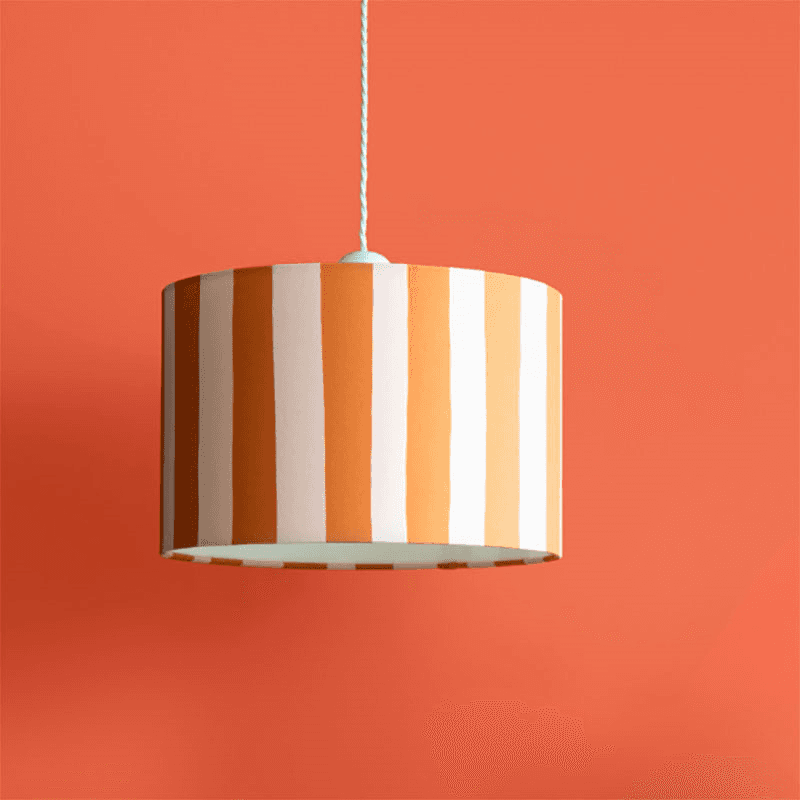 Stripe Drum Shade, 35cm, Pink & Orange