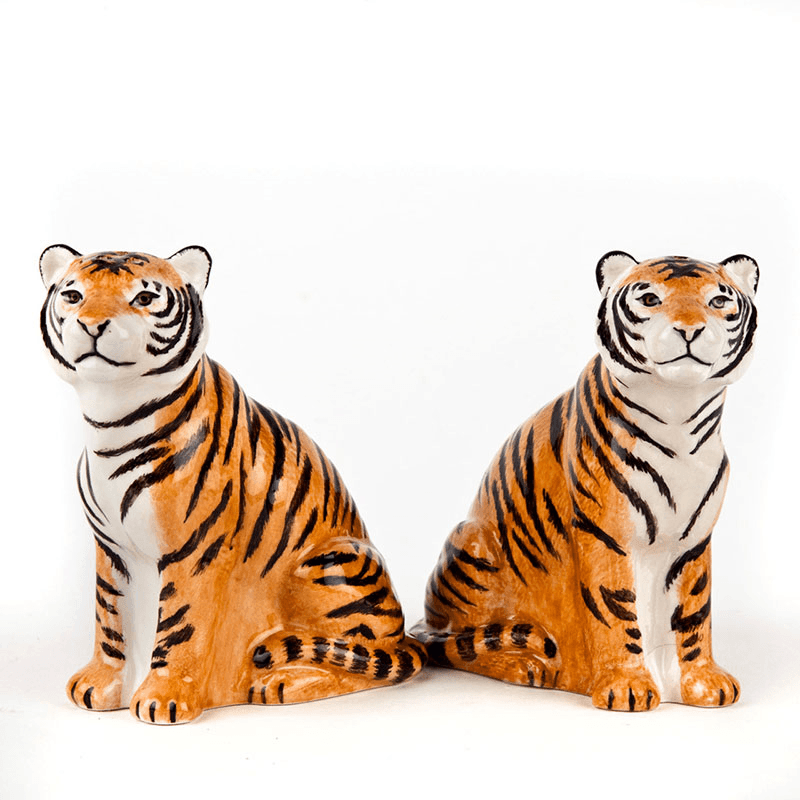 Tiger Salt & Pepper Shakers, H9cm, Orange