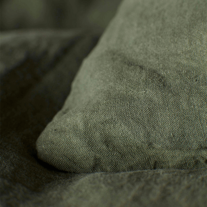 Linen Duvet Cover, Double, Olive Green