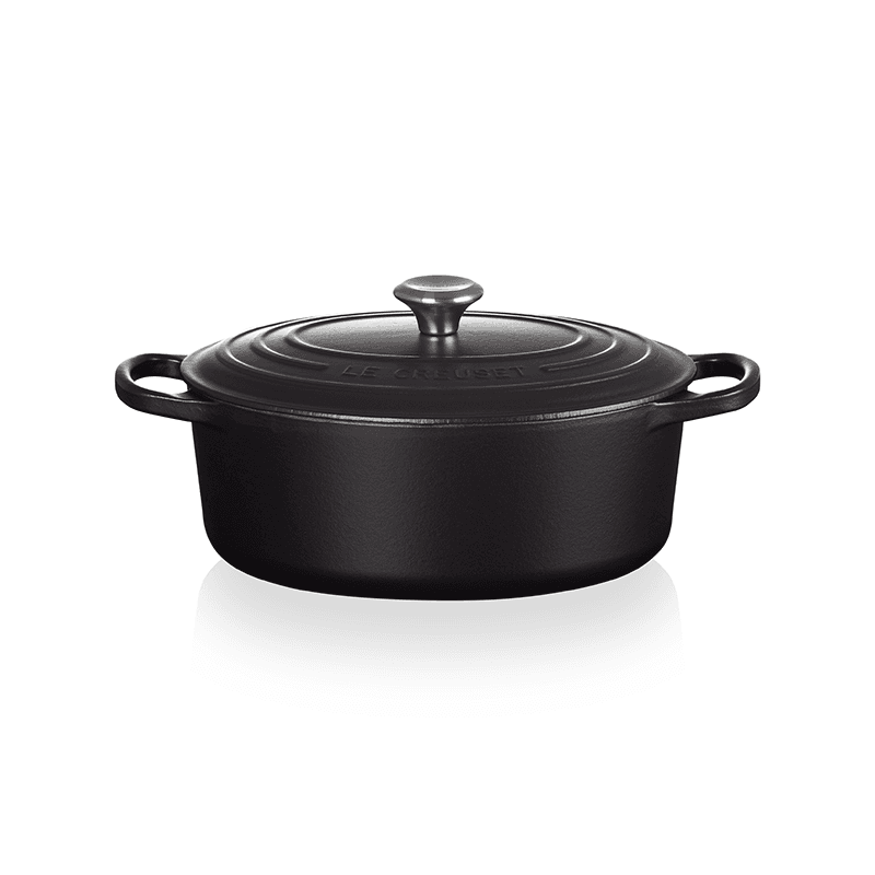 Signature Cast Iron Oval casserole, 29cm - 4.7 litre, Satin Black