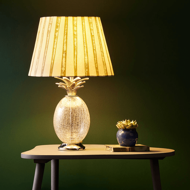 Carmen Crackle Glass Table Lamp, H37cm, Nickel