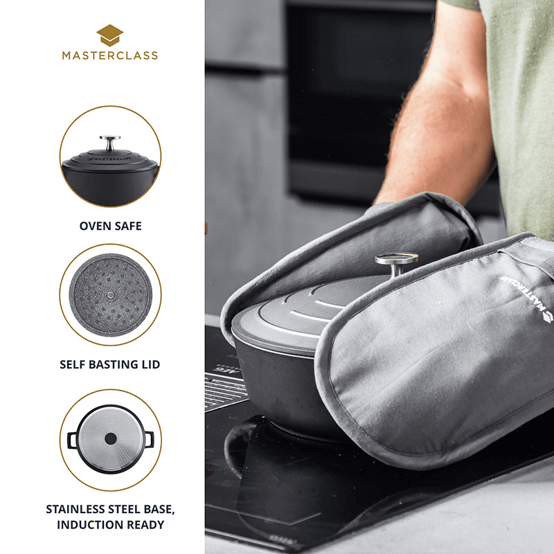 Cast Aluminium Casserole Dish, 1.4L, Black