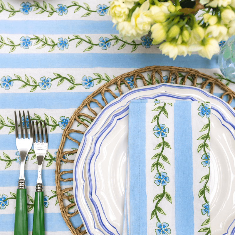Floral Garland Napkins, 45 x 45cm, Blue