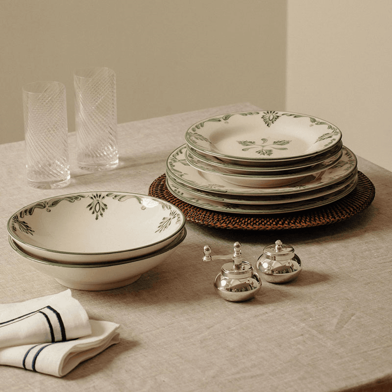 Eleanor Set of 6 Dinner Plates, 26.5cm, Forest Green