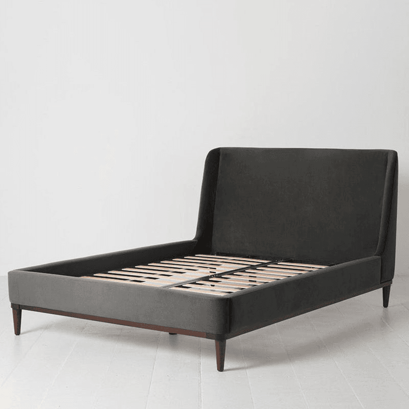 Bed 02 Velvet Double Frame, Charcoal