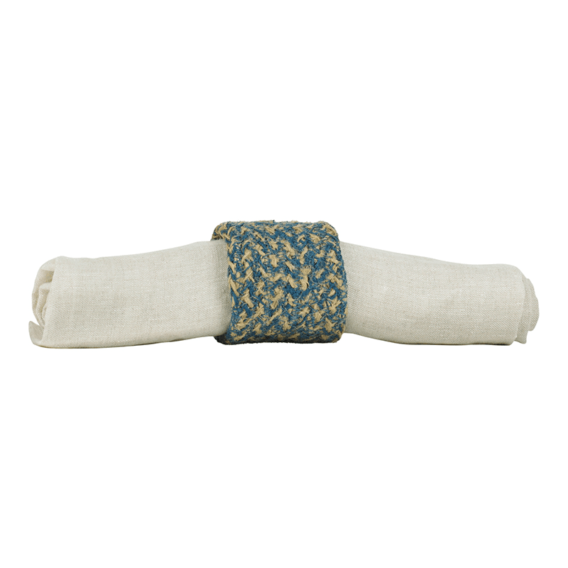 Jute Set of 4 Napkin Rings, H5 x D5cm, Cornflower