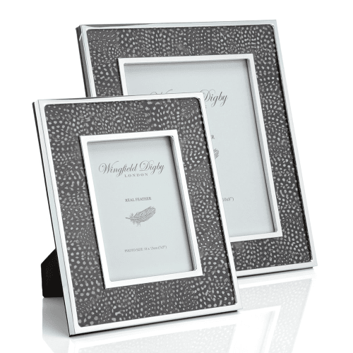 Image showing the Feather and Glass Photo Frame, 8x10", Guinea Fowl product.
