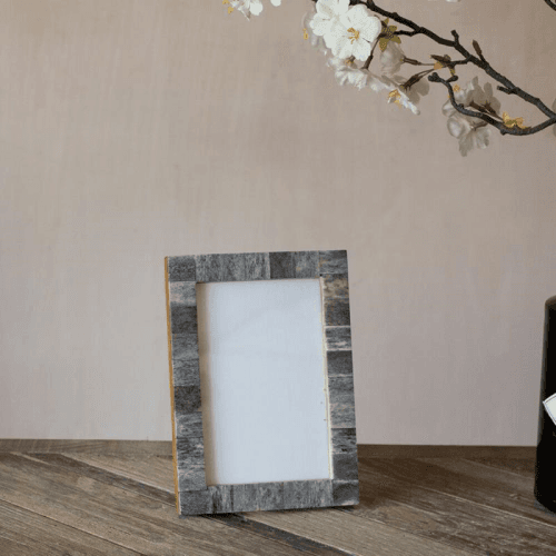 Image showing the Bone Photo Frame, 6 x 4", Gray product.