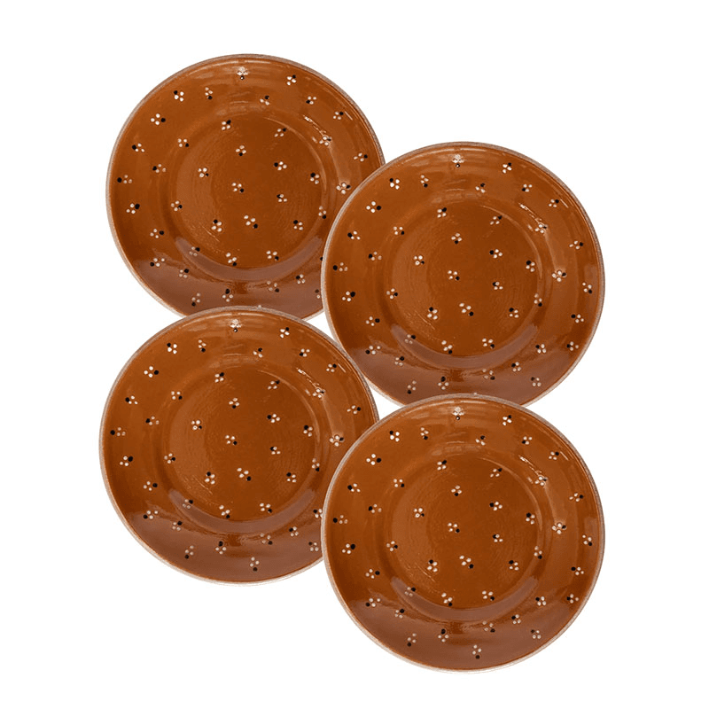 Dotty Set of 4 Side Plates, D19.5cm, Terracotta