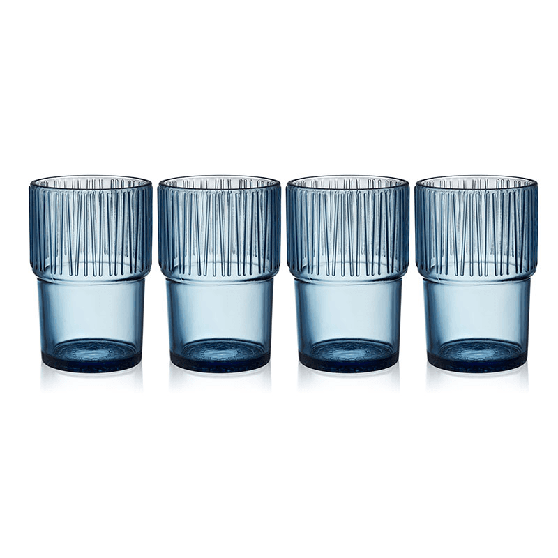 Kusintha Set of 4 Cafe Glasses, 380ml, Blue