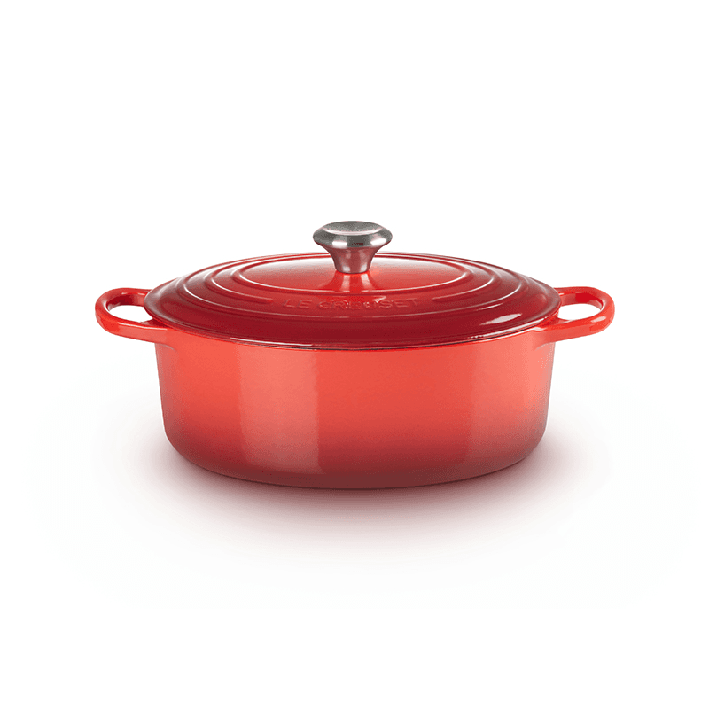 Signature Cast Iron Oval casserole, 29cm - 4.7 litre, Cerise