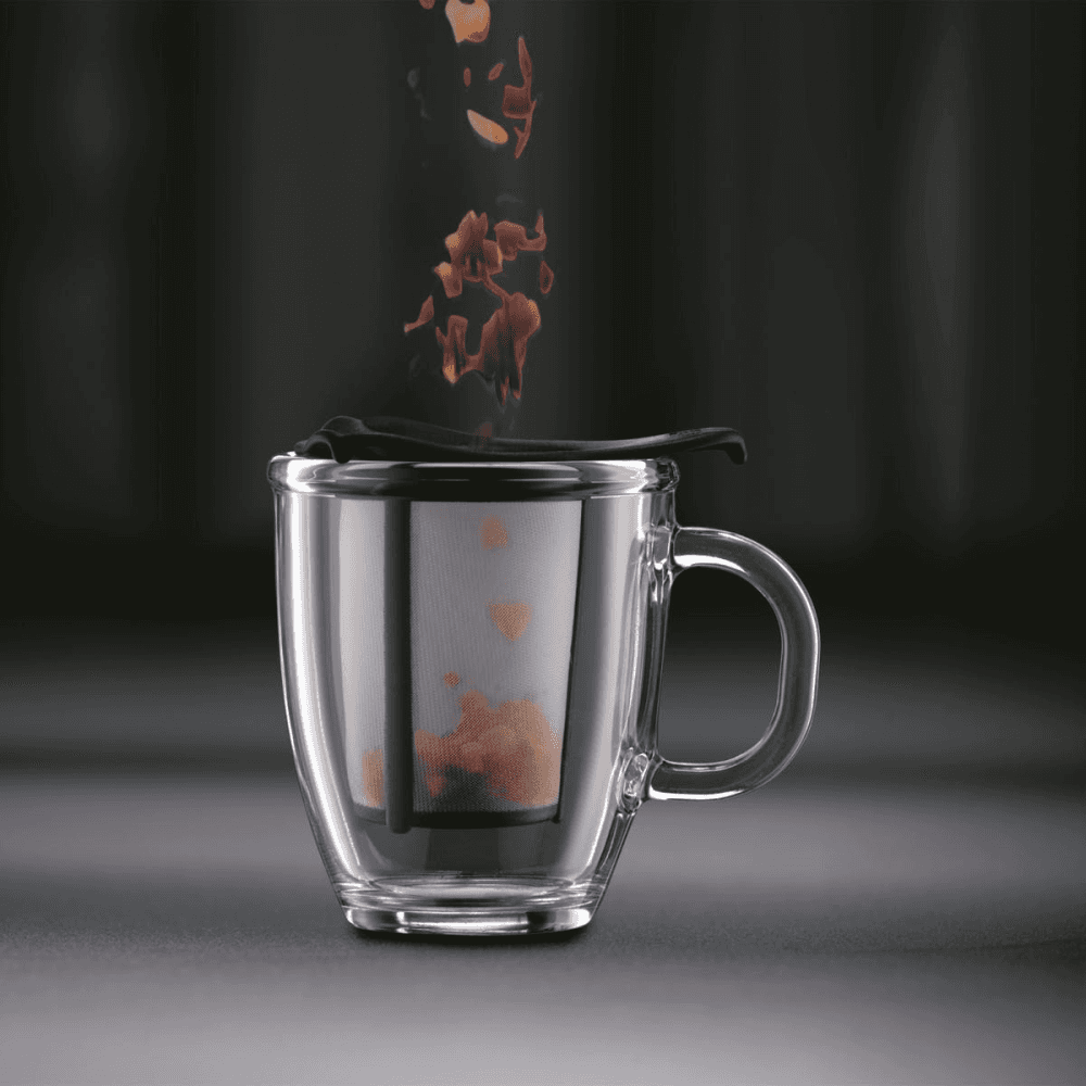 Yo-Yo Mug and tea strainer, 35cl, Black