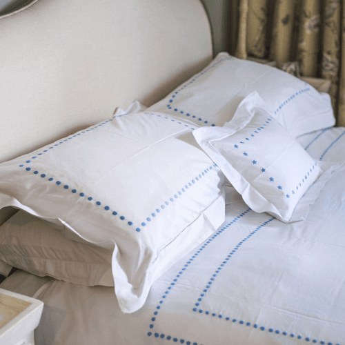 Image showing the Dots Super King Duvet Cover, White/Blue product.