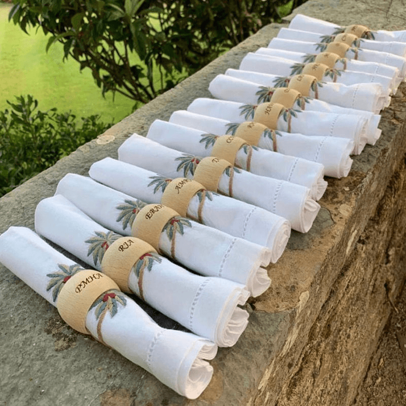 Palm Set of 4 Napkins, 45 x 45cm, White