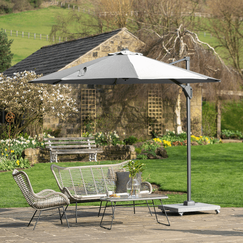 Image showing the Voyager T1 Round Parasol, 3m, Luna Grey product.