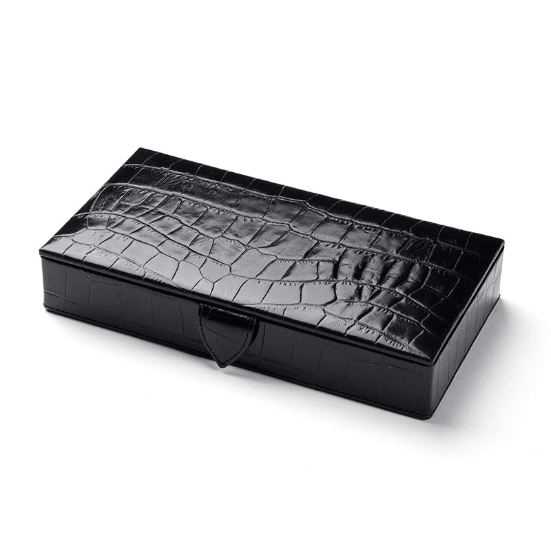 Cufflink Box, L11.5 x W21.5cm, Black Croc