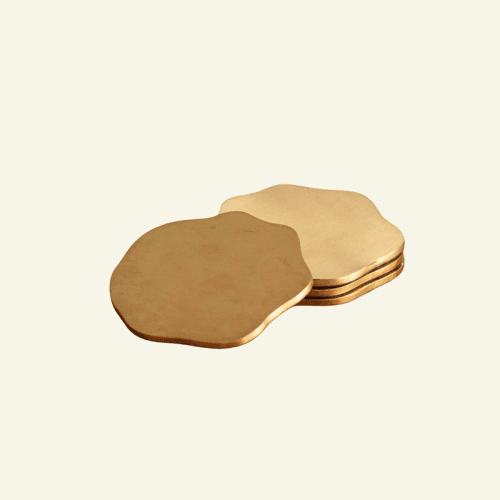 Image showing the Wavy Set of 4 Brass Coasters, Natural product.