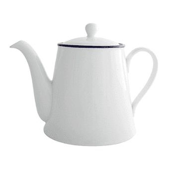 Teapot, Canteen, White/Blue Rim