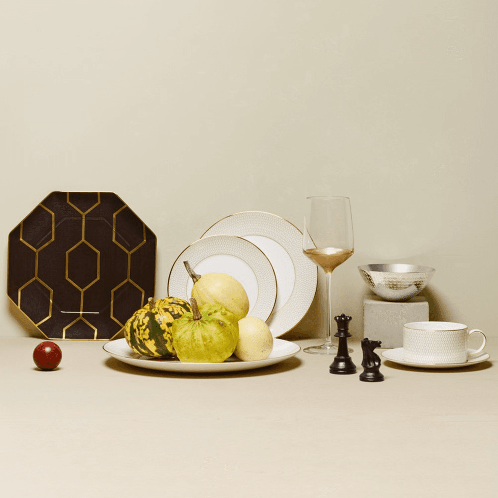 Gio Gold Side Plate, D17cm, Gold/White