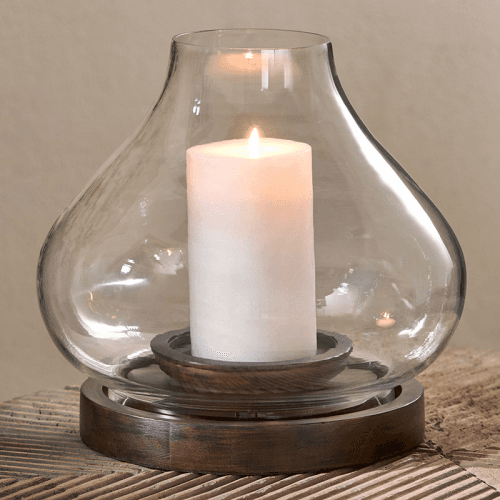 Image showing the Naryla Mango Wood Lantern, H23cm, Dark Stain product.