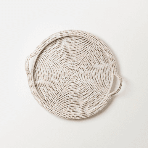 Image showing the Inle Rattan Tray, D40cm, White product.