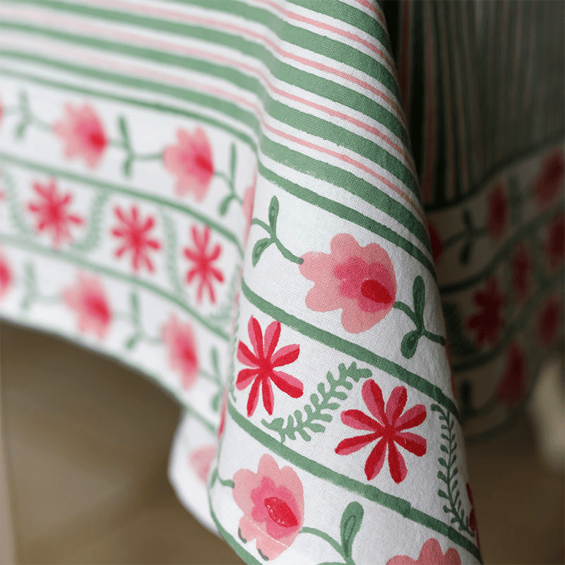 Suzani Stripe Tablecloth, 150 x 350cm, Green