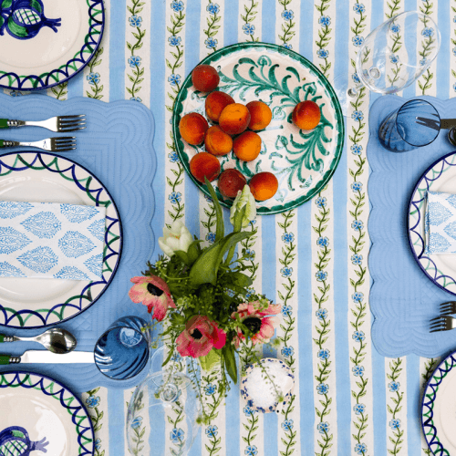 Image showing the Floral Garland Tablelcoth, 150 x 400cm, Blue product.