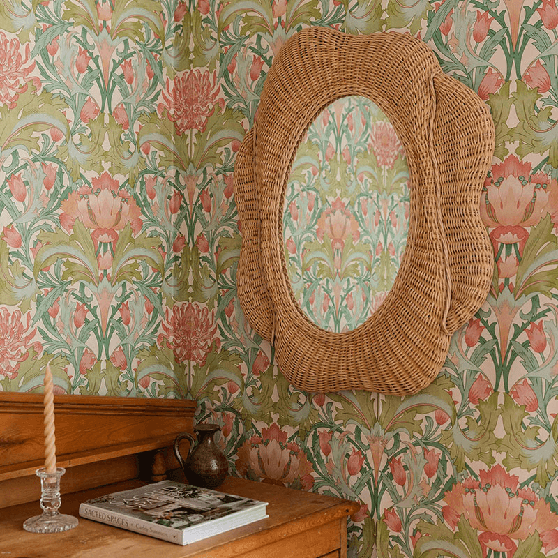 Blossom Oval Rattan Mirror, 60cm, Natural