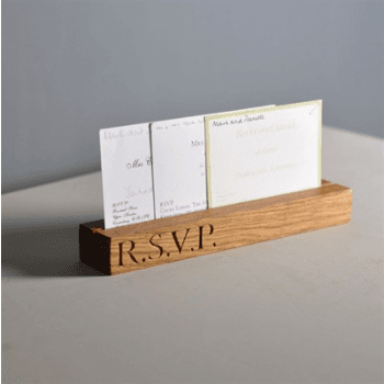 Image showing the Engraved Invitation Holder, 'RSVP', Oak, 30 x 5 x 3.5cm product.