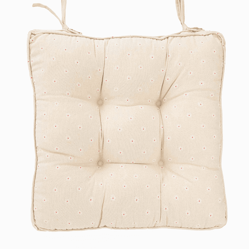 Daisy Square Seat Pad, 40 x 40cm, Ecru