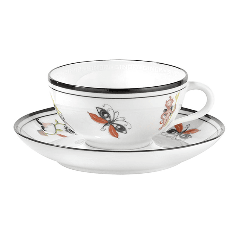 Arcadia Set of 2 Tea Cups with Saucers, 200ml, White