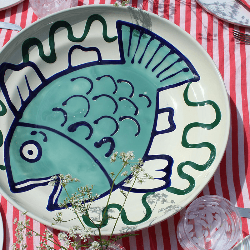 Poisson Platter, D42cm, Blue